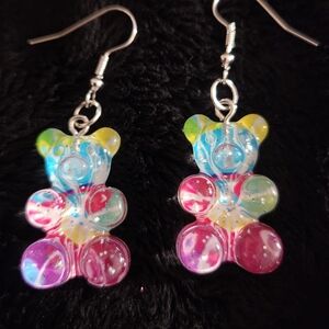 New multicolored tie-dye acrylic gummy bear fashion earrings